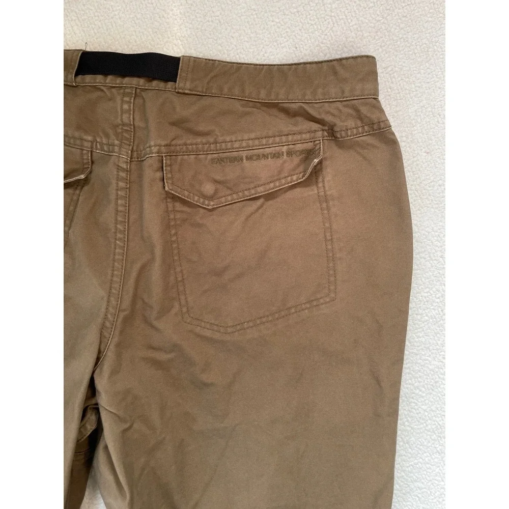 90s Eastern Mountain Sports Mens 38‎ Hiking Pants Brown Canvas Belted Cargo